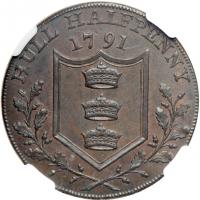 Great Britain-Yorkshire. Halfpenny, 1791. NGC MS63 - 2