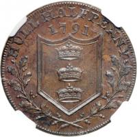 Great Britain-Yorkshire. Halfpenny, 1791. NGC MS63 - 2