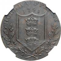 Great Britain-Yorkshire. Halfpenny, 1791. NGC AU50 - 2