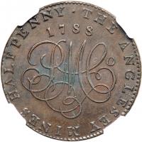 Great Britain-Wales. Halfpenny, 1788. NGC AU55 - 2