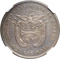 Panama. 50 Centesimos, 1904. NGC AU50 - 2