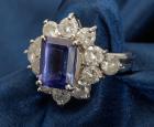 Lady's Tanzanite, Diamond, 14K White Gold Ring