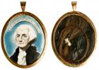 George Washington Miniature Memorial Portrait on Ivory, Reverse With A Lock of His Hair