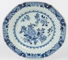 Decorated Blue Canton China Export Dinner Plate, Octagonal, 18th Century