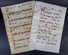Two Illuminated Manuscript Music Leaves