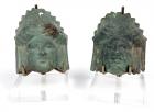 ROMAN. Lot of 2 bronze appliques of crowned female heads