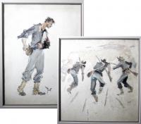 Post, Charles Johnson. (Wounded Soldier and Three Soldiers - Unfinished Sketch) - 2