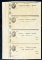 New York, NY - Fulton Bank Uncut Remainder Sheet of Four Checks. PCGS Extremely Fine 45 Apparent - 2