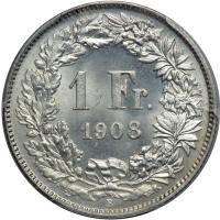 Switzerland. Franc, 1908-B. PCGS MS64 - 2