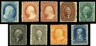 1857-60, 1¢-90¢, 9 different. OW FVF