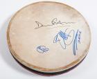 Drumhead Signed by Eric Clapton, David Gilmour, and Billy Gibbons