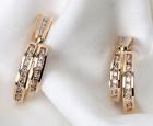 Pair of Diamond, 14K Yellow Gold Hoop Drop Earrings