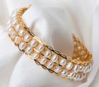High Karat Yellow Gold, Pearl Bangle Bracelet