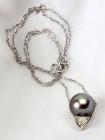 Tahitian Black Pearl, Diamond, 18K & 14K White Gold Pendant & Chain