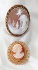 Collection of 2 Cameo Yellow Gold Brooches