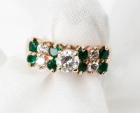 Lady's Diamond, Emerald, 14K Yellow Gold Ring