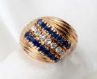 Lady's Diamond, Sapphire, 14K Yellow Gold Band Style Ring