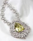 Elaborate Lemon Topaz, Diamond, 18K White Gold Necklace