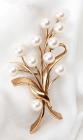 Cultured Pearl, 14K Yellow Gold Floral Brooch