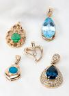 Collection of Gemstone, Yellow Gold Pendants