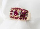 Lady's Ruby, Diamond, 10K Yellow Gold Band Ring