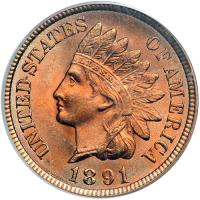 1891 Indian Head Cent. PCGS MS65