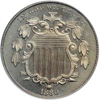 1880 Shield Nickel. PCGS PF66