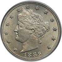 1886 Liberty Nickel. PCGS MS65