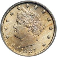 1887 Liberty Nickel. PCGS MS65