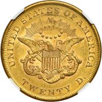 1857 $20 Liberty. NGC AU58 - 2