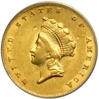 1855 $1 Gold Indian. PCGS AU50