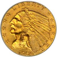 1909 $2.50 Indian. PCGS MS65