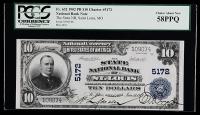 1902, $10 National Bank Note. The State NB, St. Louis, MO. Ch. #5172. PCGS Choice About New 58PPQ. Fr-632. KL-1236.