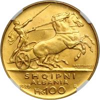 Albania. 100 Francs, 1926-R. NGC MS62 - 2