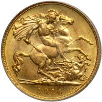 Australia. Half Sovereign, 1914-S. PCGS MS64 - 2