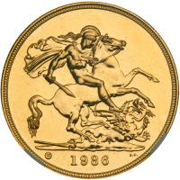 Great Britain. 5 Pounds, 1986. NGC MS66 - 2