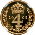 Great Britain. Maundy Set struck in Gold, 2002. NGC PF68