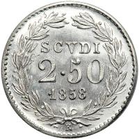 Italian States - Papal/Roman States. Platinum 2½ Scudi, 1858-R. BU - 2