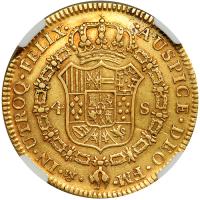 Mexico. 4 Escudos, 1786-Mo FM/FF. NGC AU53 - 2