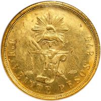 Mexico. 20 Pesos, 1877-Mo M. NGC MS63 - 2