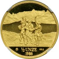 Switzerland. ½ Unze, 1986. NGC PF69 - 2