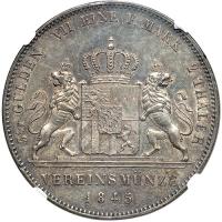 German States - Bavaria. 2 Taler, 1845. NGC AU58 - 2