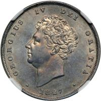 Great Britain. Shilling, 1827. NGC MS63