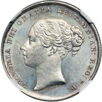 Great Britain. Shilling, 1845. NGC MS64