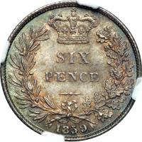 Great Britain. Sixpence, 1859. NGC MS64 - 2