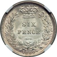 Great Britain. Sixpence, 1880. NGC MS64 - 2