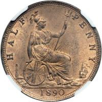 Great Britain. Halfpenny, 1890. NGC MS65 - 2