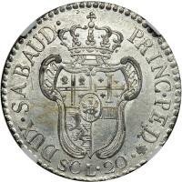 Italian States - Sardinia. 20 Soldi, 1795. NGC MS61 - 2