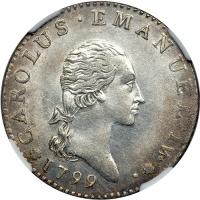 Italian States - Sardinia. 7.6 Soldi, 1799. NGC AU58