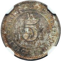 Straits Settlements. 5 Cents, 1900. NGC MS65 - 2